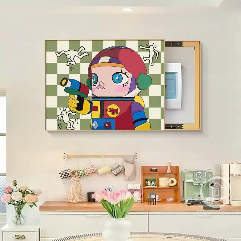 通人物电表箱装饰画餐厅配电箱多巴胺壁画电闸盒弱电箱遮挡挂*