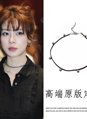 赵昭仪同款复古做旧钉珠项链女小众气质百搭时尚脖颈链锁骨链皮质