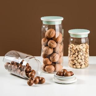 井柚玻璃密封罐带盖家用食品级储物罐防潮零食保鲜罐可爱糖果罐子
