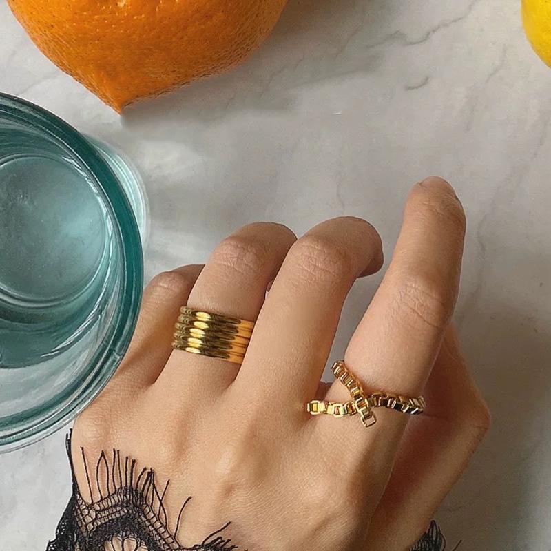 欧美简约小众锁链金属流苏叠戴高级戒指女小众设计轻奢高级感时尚