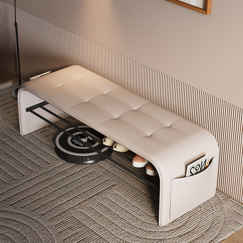 高端入户门口换鞋凳坐垫软包轻奢高级感可收纳可坐网红款鞋架一体