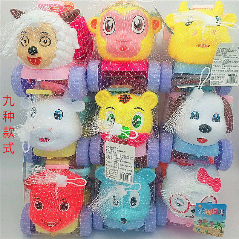 混款大号沙滩车套装卡通动物头沙滩车四件套传统休闲戏水玩具