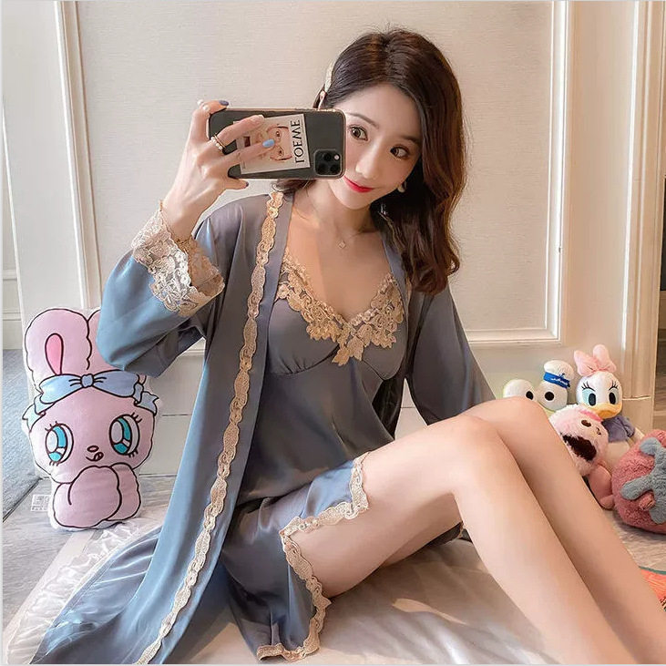 2025新款夏季冰丝女士睡衣轻盈透气真丝睡裙家居服套装时尚清凉,女士内衣/男士内衣/家居服,睡袍/浴袍,淘宝优惠券,粉丝福利购,淘宝优惠卷