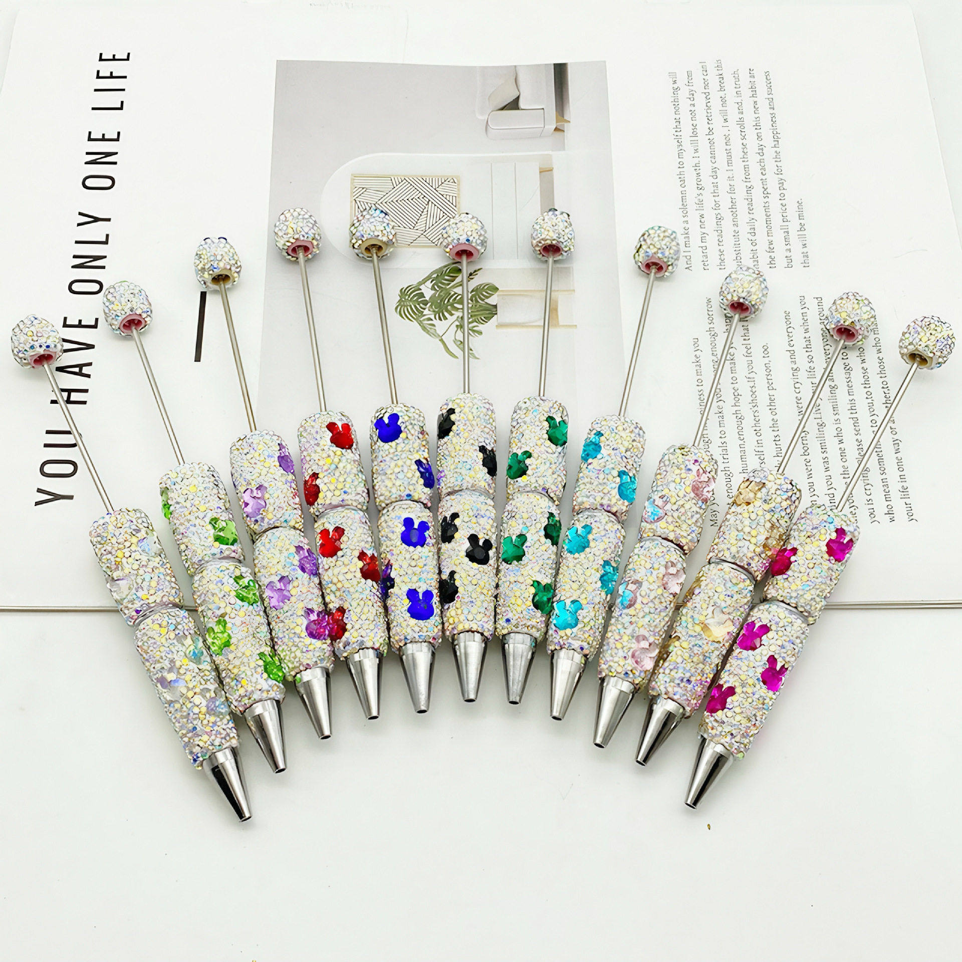 重工七彩兔兔满钻串珠笔彩虹光泽米老鼠钻石圆珠笔端轻奢萌粒笔,文具电教/文化用品/商务用品,圆珠笔,淘宝优惠券,粉丝福利购,淘宝优惠卷