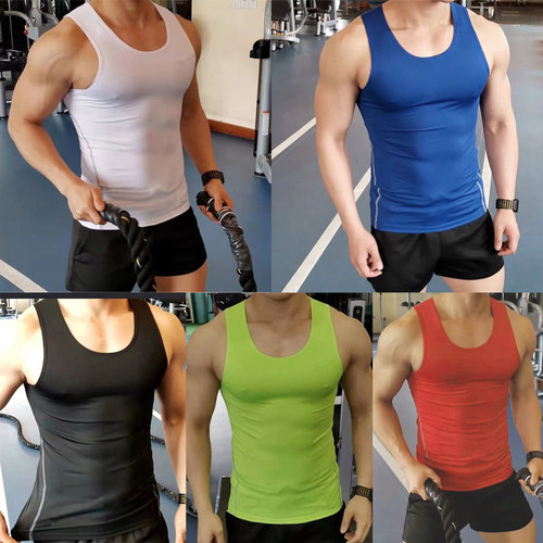 紧身背心男透气弹力速干衣跑步健身训练无袖跨栏坎肩篮球服打底衫