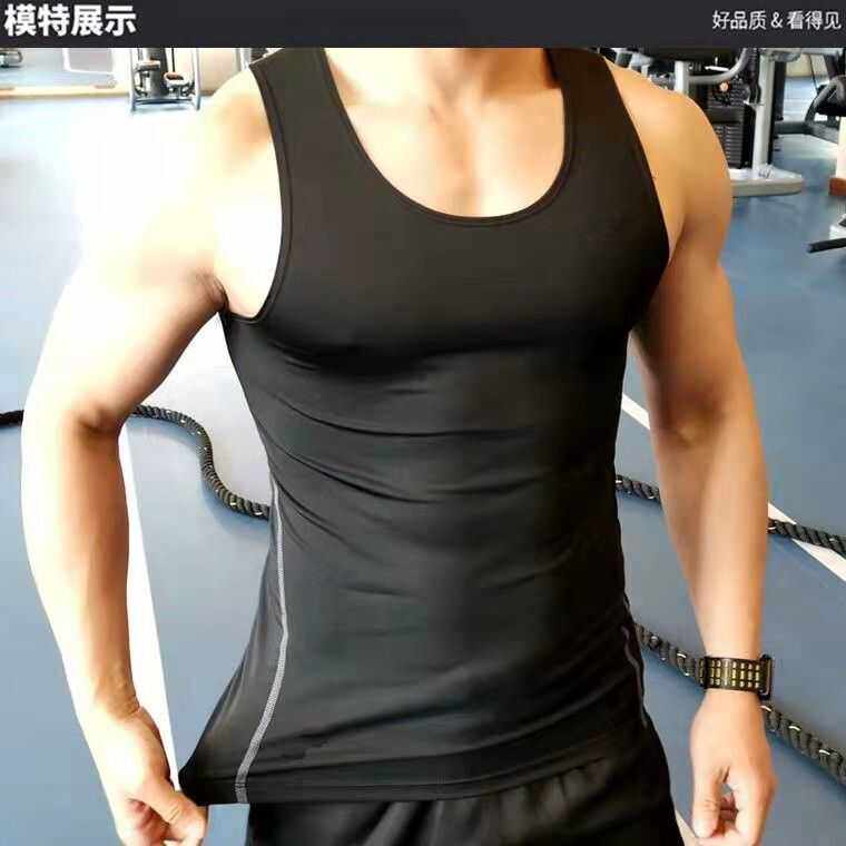 紧身背心男透气弹力速干衣跑步健身训练无袖跨栏坎肩篮球服打底衫