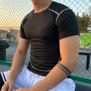 紧身衣短袖男篮球跑步速干透气T恤健身服 游泳训练速干弹力压缩衣