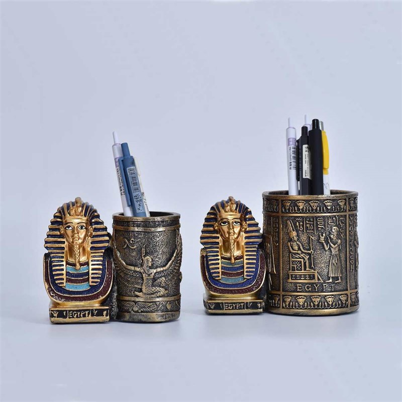 书房桌面收纳g筒埃及工艺品笔盒摆设装饰品办公用品礼物法老王笔