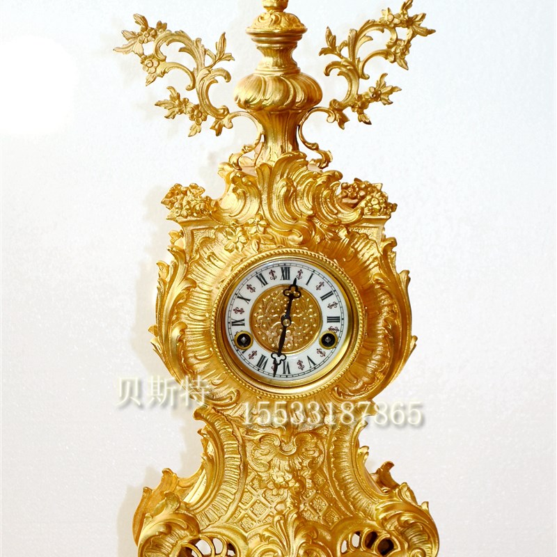 镀金花枝叶钟表老式仿古机械座钟D上弦仿古董钟台钟挂钟苏钟