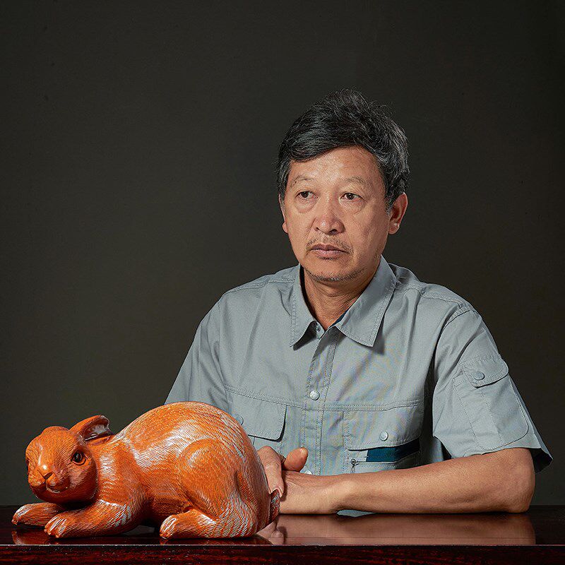 花梨木雕兔子摆件k实木质雕刻十二生肖卧兔可爱动物家居装饰工艺
