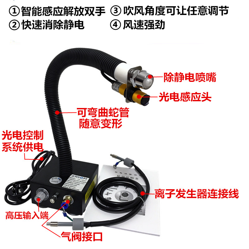 ZSL-080AF自动t红外感应离子风蛇除尘蛇形风枪高压静电器