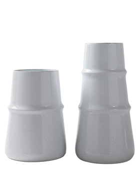 现代简约黑白色竹节陶瓷插花器样板房创意家居P客厅电视柜餐桌花