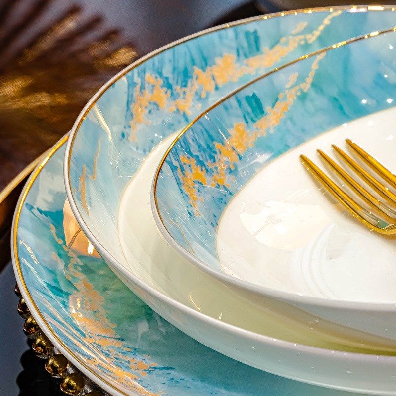 罗刹海市碗碟套装家用中式轻奢景德镇陶瓷骨瓷乔迁温W餐具碗盘筷,餐饮具,碗,淘宝优惠券,粉丝福利购,淘宝优惠卷