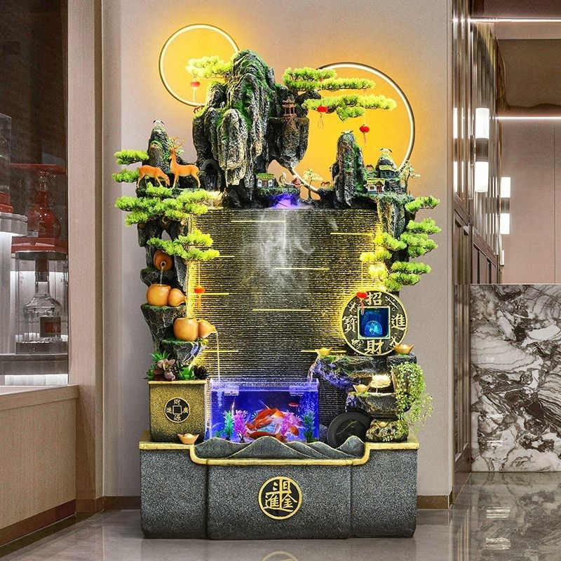 大型假山流水喷泉摆件家居客厅z玄关鱼缸循环水生财装饰办公室景,家居饰品,流水摆件,淘宝优惠券,粉丝福利购,淘宝优惠卷