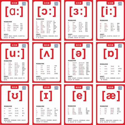 英语国际音标卡片发音小学生初中生学习塑封老师教学教具大卡48个