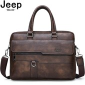 BULUO Capacity Mens Handbag JEEP LarMge Business Hot Leathe