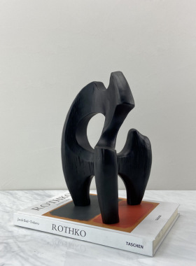 创意北欧黑白色几何树脂摆件样板C房酒店简约家居立体桌面软装饰