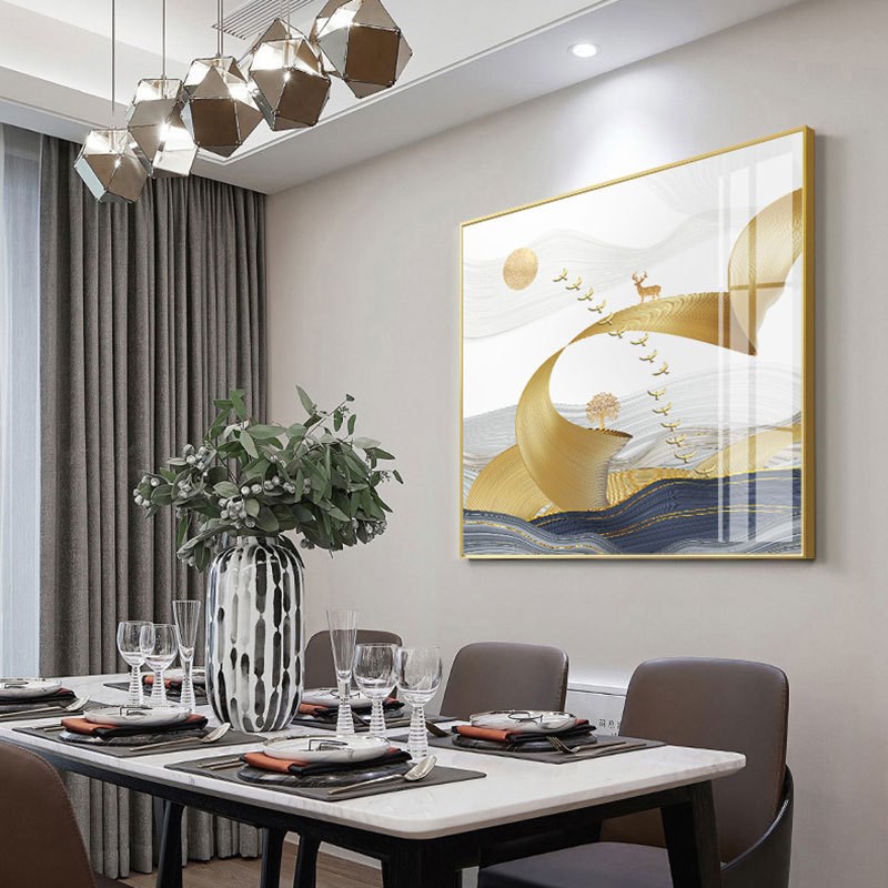 北欧装饰画现代简k约客厅正方形挂画餐厅轻奢玄幻麋鹿招财玄关壁图片