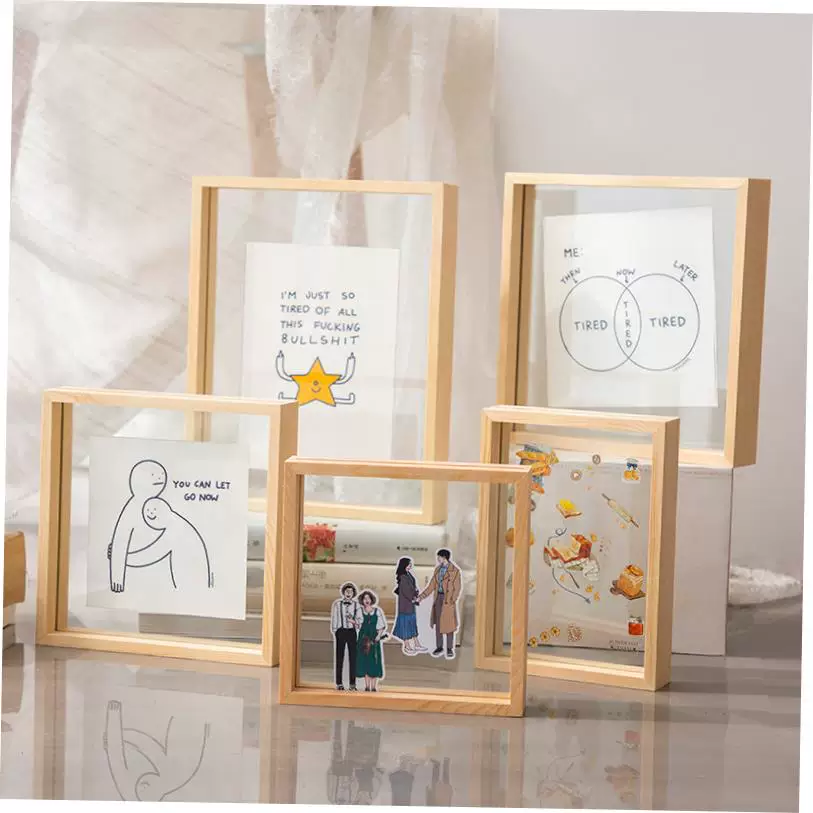 Corkboard photo wall solid wood frame blackboard pine office