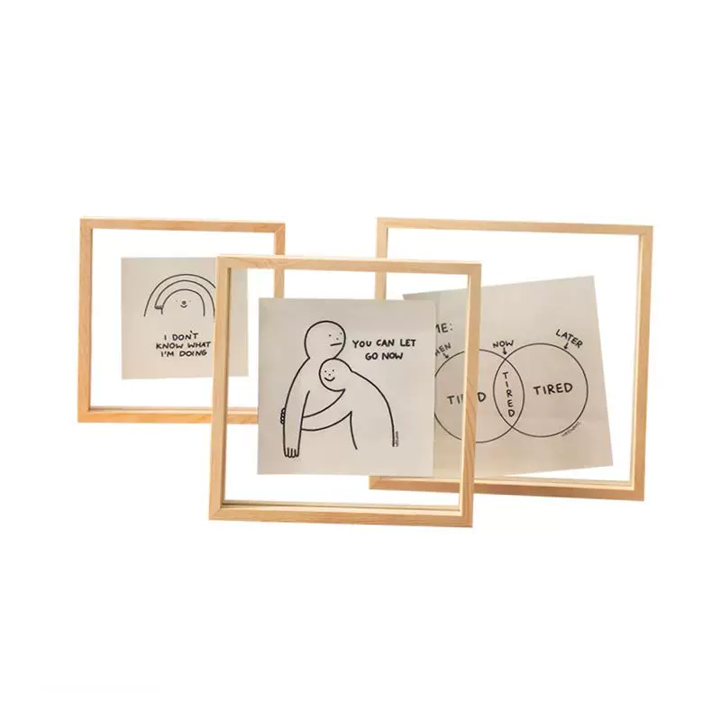 Corkboard photo wall solid wood frame blackboard pine office