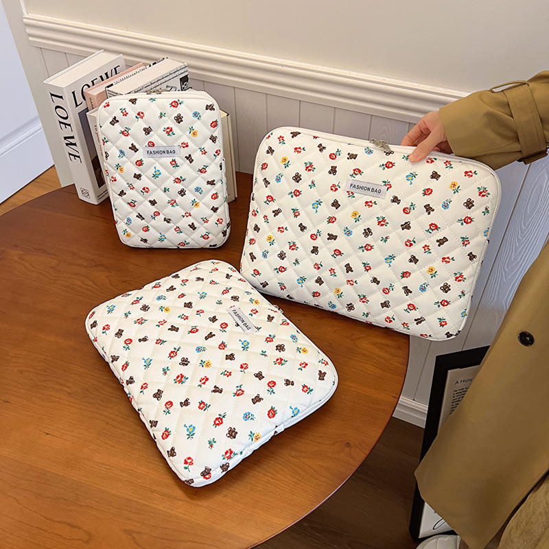 新品 韩国可爱小熊图案ipad平板包加绒内胆包新款13寸15寸笔记本