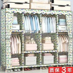 简易衣柜布衣柜实木组装拆装折叠布艺双人大号租房出租屋加固加厚
