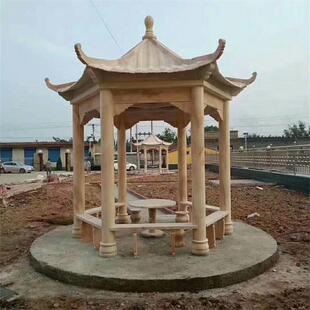 石雕六角凉亭庭院别墅仿古避雨建筑大理石双层休息石亭子现货