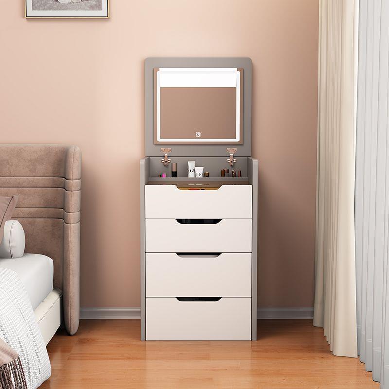 智能梳妆台隐翻盖式现代简约可折叠化妆桌奶油风多功能一体床新款