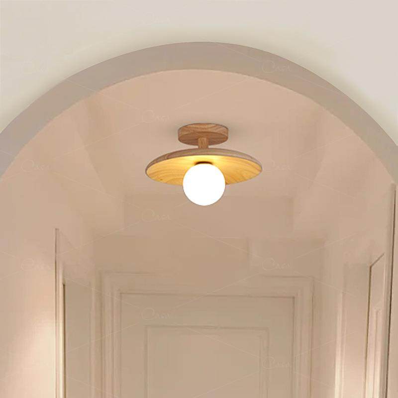 日式原木风玄关吸顶灯家居现代简约灯具诧寂家装阳台过道走廊