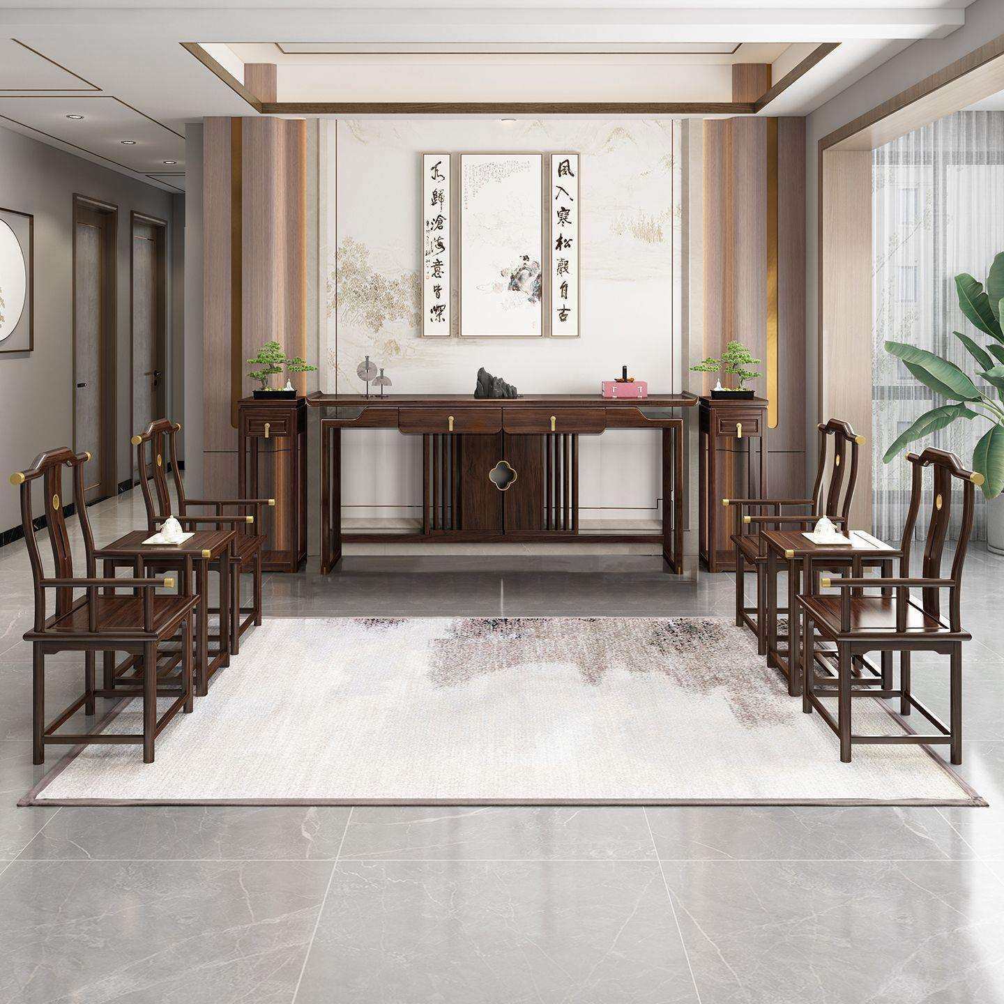 新中式中堂六件套堂屋供桌实木八仙桌条案家用长条桌,清洗/食品/商业设备,风口/风叶/风机配件,淘宝优惠券,粉丝福利购,淘宝优惠卷