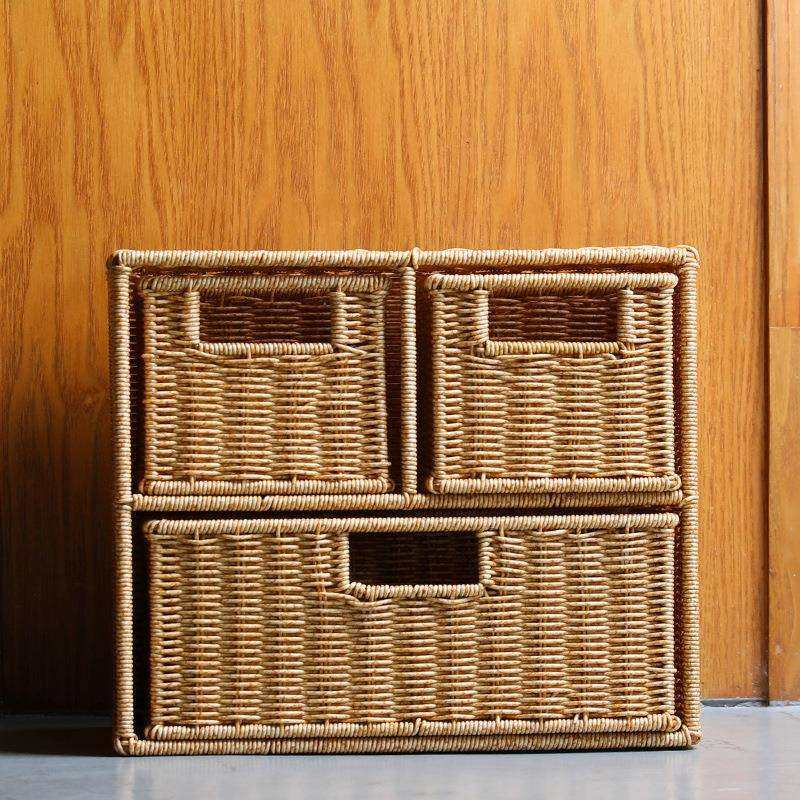 桌面多层抽屉式收纳柜塑料藤编家用卧室整理收纳盒储物新品,特色手工艺,其他特色工艺品,淘宝优惠券,粉丝福利购,淘宝优惠卷