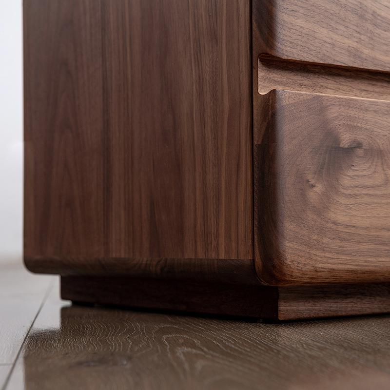 实木斗柜柜现代简约客厅靠墙卧室收纳储物柜抽屉柜六黑胡桃木北欧