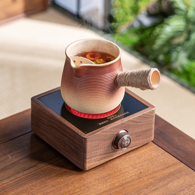胡桃木电陶炉围炉煮茶家用套装