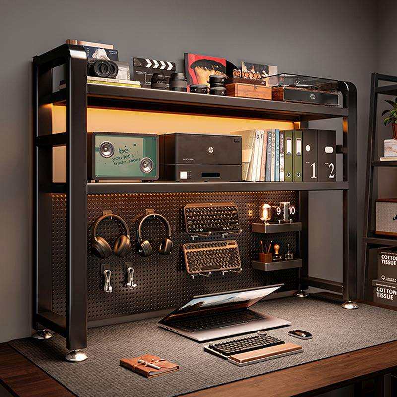 桌面置物架洞洞板办公桌立式多层桌上书架书桌一体收纳电脑桌工位