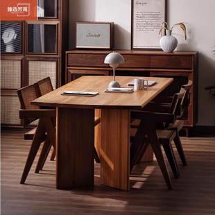 北欧实木餐桌小户型家用多人日式餐厅时尚会客洽谈桌椅组合休闲桌