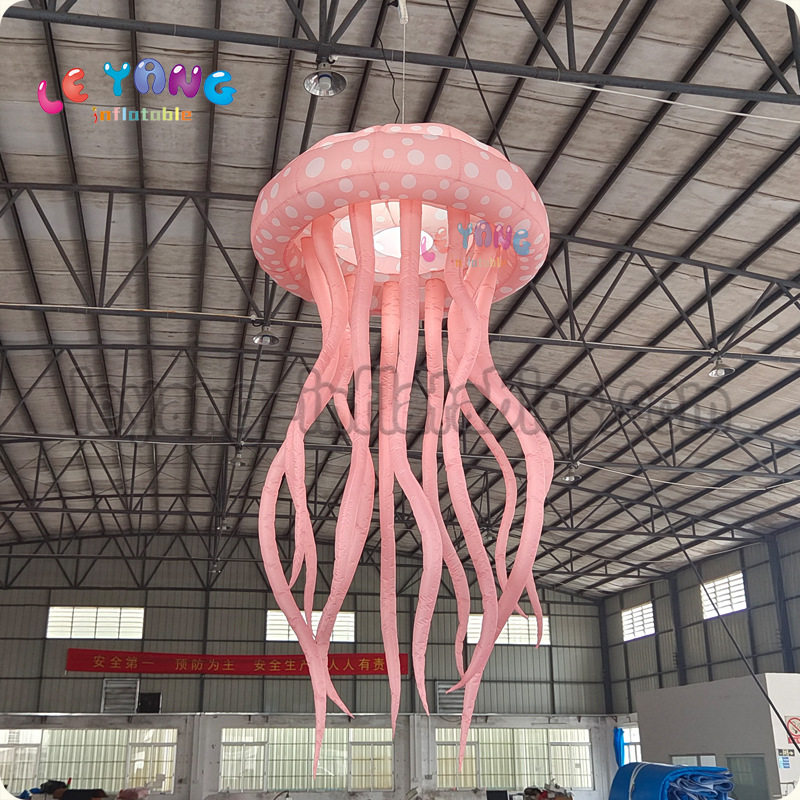 网红引流气模音乐节酒吧布置中庭灯光装置充气悬挂水母模吊顶装饰