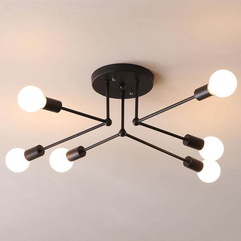 新款创意吸顶灯极简后现代铁艺灯具黑金色书房客厅LED吸顶灯