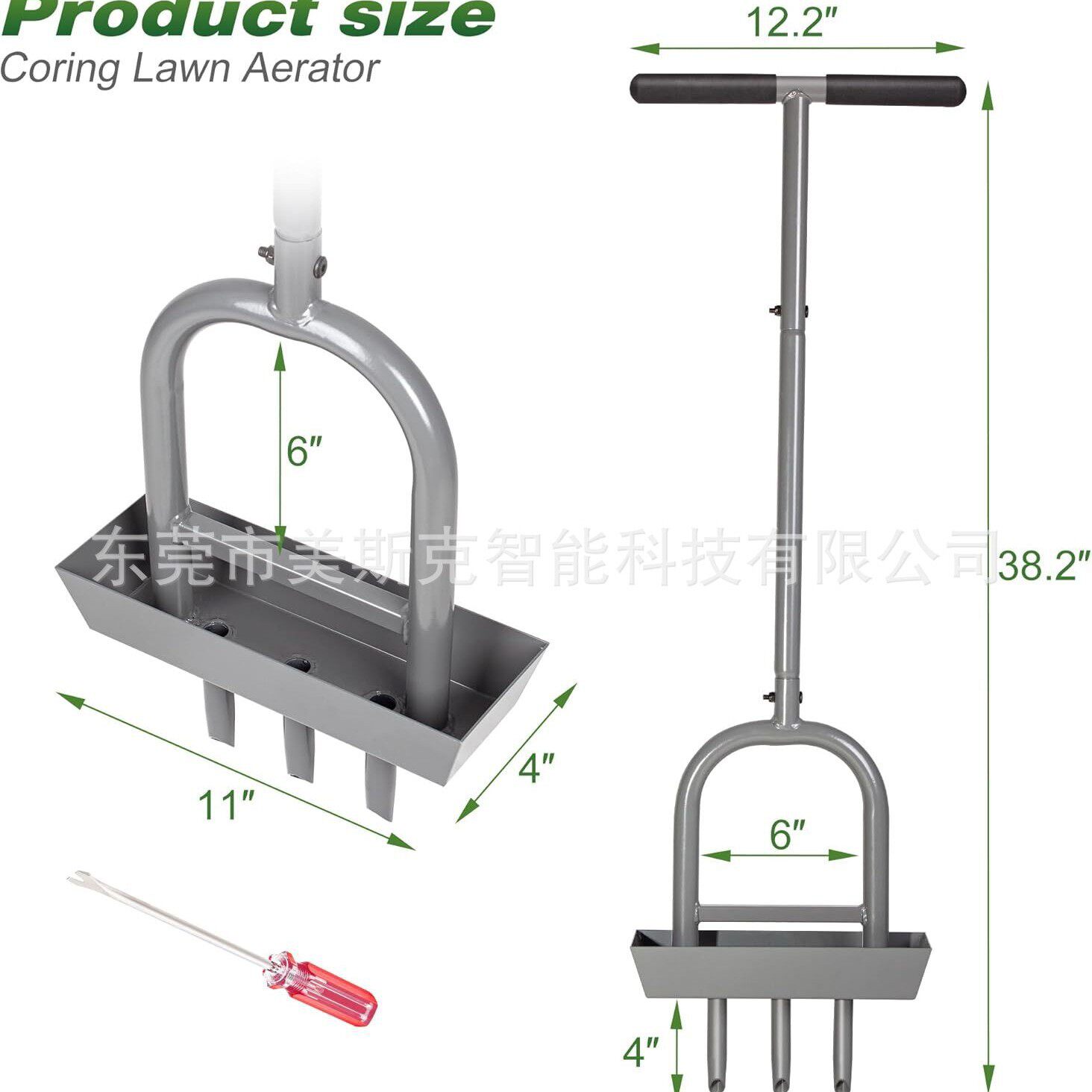 草坪曝气器取芯工具芯存储托盘庭院塞3根齿的充气园艺养护草坪机
