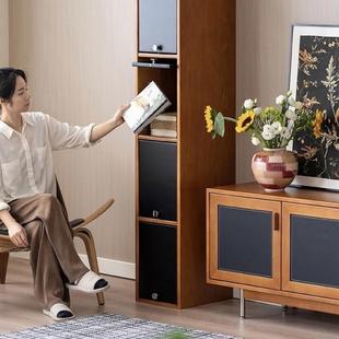 皮埃尔边柜客厅实木中古高窄立柜落地收纳置物储物柜夹缝网红书柜