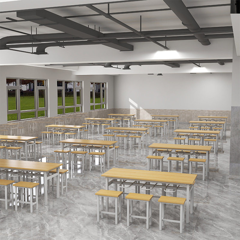 厂家批发员工饭堂公司学生餐桌椅组合学校餐厅四人位食堂连体餐桌