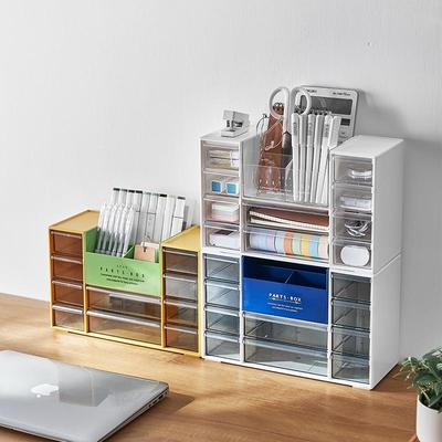 工厂6051办公桌面抽屉式收纳盒透明杂物盒文具盒书桌收纳柜