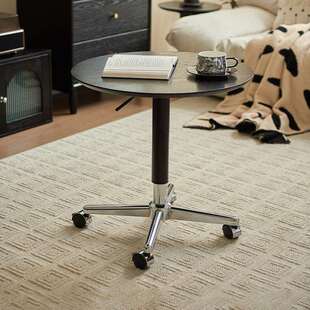 实木茶几可移动升降沙发边几客厅简易小角几黑色床头边桌小圆桌J^