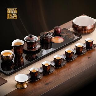 徐建勇文创陶瓷敦煌印象非遗大漆茶具整套套装盖碗茶壶德化玉瓷