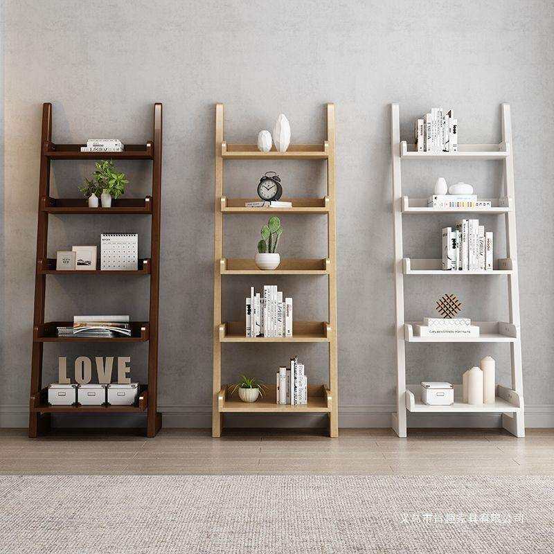 实木置物架客厅卧室书架现代简约多层落地花架日式创意收纳陈列架