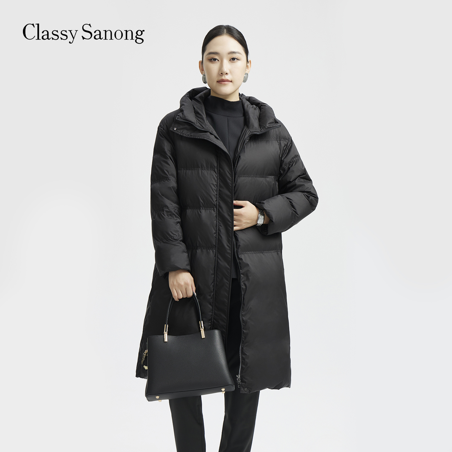 萨侬Classy冬季新款长款羽绒服