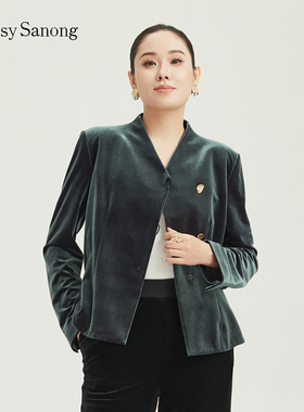 萨侬Classy Sanong/滕氏企业女装优雅丝绒通勤百搭商务轻奢上衣