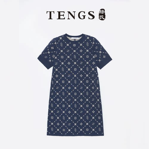 TENGS时尚休闲直身针织连衣裙