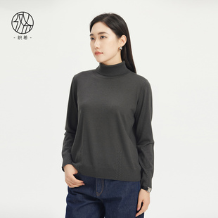 TENGS滕氏女装秋冬新款简约优雅舒适百搭职场通勤高领针织衫
