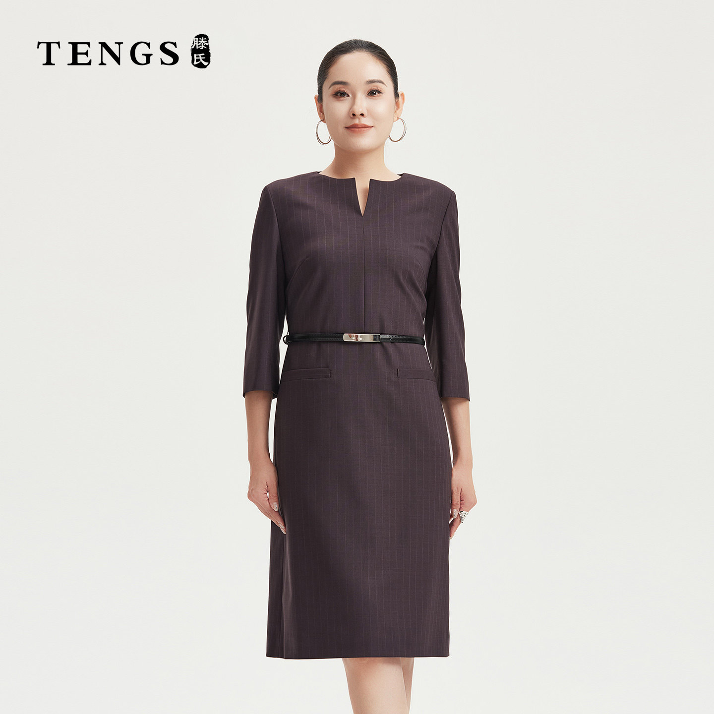 TENGS简约舒适商务通勤连衣裙