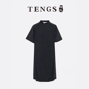 時尚 LOGO提花針織拼接T恤連衣裙輕松簡約 春夏新款 TENGS滕氏女裝